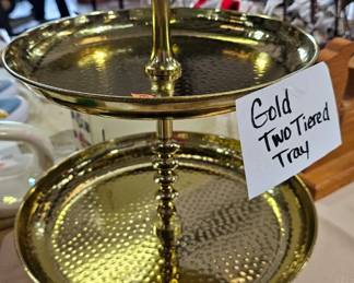 GOLD TWO TIERED TRAY