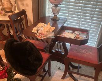 Antique Game Table with chairs