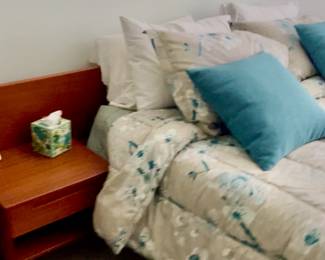MCM style bed. Quilt and coverlet .
