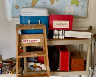 Garage tools. indoor ladder