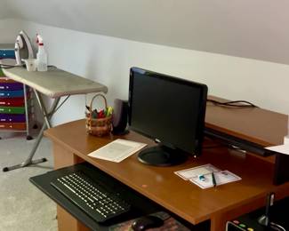 Dell computer set-up and desk.