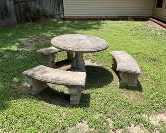 Concrete table and benches set has sold