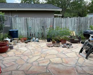 Most of pots and outdoor yard art have sold