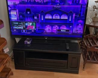60 inch Aquos TV with Roku has sold but TV stand with pull out drawer storage is still available