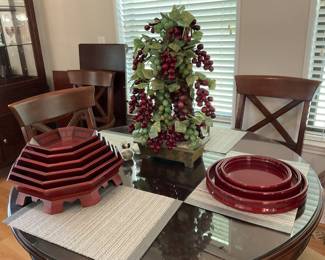 Cool nesting bowls with glass grape/leave sculpture are still available