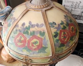 Reverse painted glass lampshade