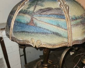 Reverse painted glass lamp