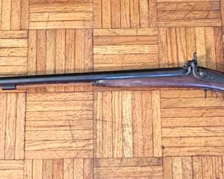 1 if 7 pictures - 1800's Double Barrel Black Powder Shot Gun. Has Leather Butt End. No Markings