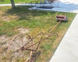 Vintage push garden hoe & Vintage Child seat attachment