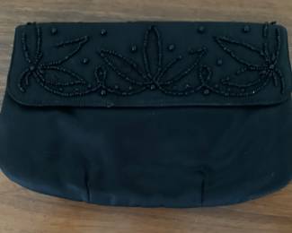 Beaded black evening clutch