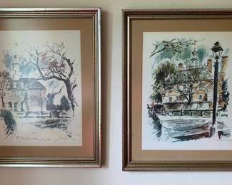 Framed museum “prints” from Williamsburg, VA.