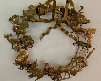 Brass plated Christmas wreath (approx. 12” diameter)