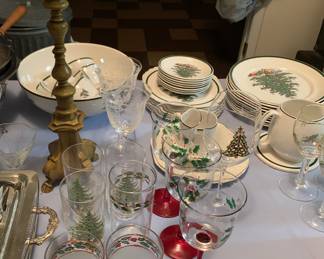 Holiday glass and china ware.