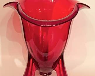 Art Deco ruby glass vase (c) 1930s. Perfect condition.