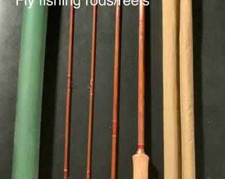 Vintage rods and reels for fly fishing.