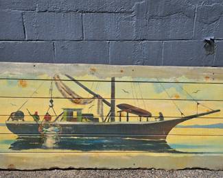 Martha's vineyard large wood ocean fishing scene hung in A.P. fish market .40plus years ago! Wow