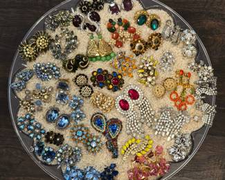 Vintage designer earrings: Coro, Crown Trifari, Kramer, Swoboda, Whiting & Davis, Napier, Lisner, Heidi Daus, Swarovski, Sarah Coventry, Miriam Haskell, Weiss, Schiaparelli, Hattie Carnegie, Ciner, Pell, Emmons