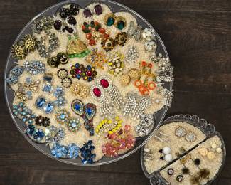 Vintage designer earrings: Coro, Crown Trifari, Kramer, Swoboda, Whiting & Davis, Napier, Lisner, Heidi Daus, Swarovski, Sarah Coventry, Miriam Haskell, Weiss, Schiaparelli, Hattie Carnegie, Ciner, Pell, Emmons