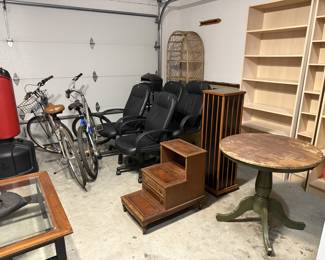 Tons of chairs, furniture, exercise equipment.