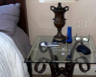 Glass and iron side table