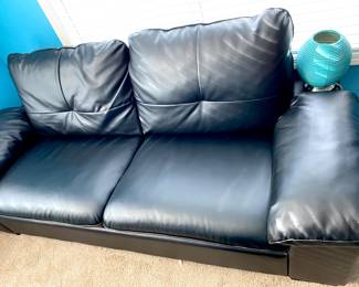 Leather sofa black