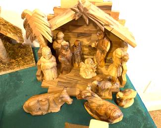Carved wooden nativity