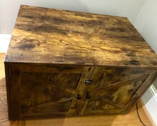 Wooden dog crate cabinet