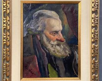 Oil Painting Portrait of an Old Man Signed