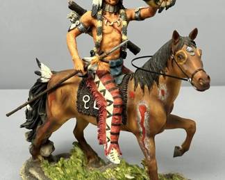 Native American Chief on Horseback Figurine