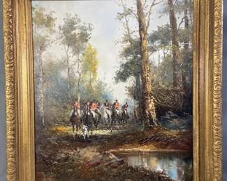 Kurt Heyden Signed Oil Painting Fox Hunt