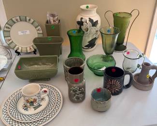 2 McCoy Florentine pieces, vases, cups, bowls, handblown glass