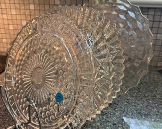 Glass plates and footed cake plates