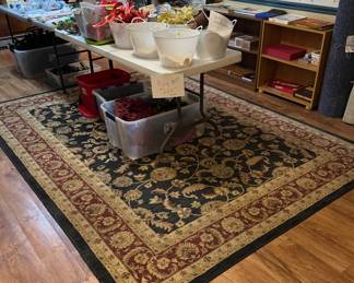 Large Traditional 8x10 rug with thick pad (navy blue, burgundy, and tan), originally $500