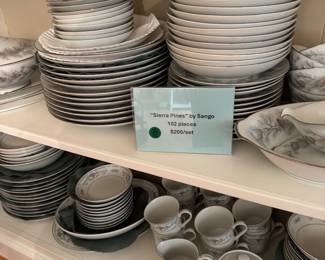 2 China Sets - "Diana" by Crown Ming (56 pieces) and "Sierra Pines" by Sango (102 pieces)
