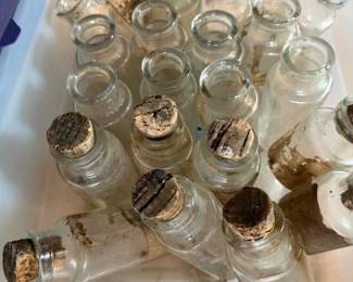 Antique cork stopper bottles.