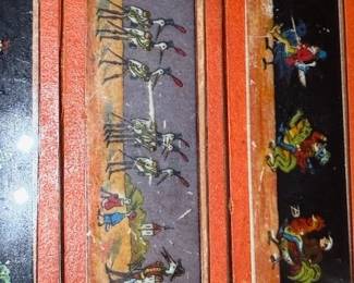 Cartoons. Hunting scenes. Railroad.