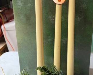 Vintage Christmas decorations. Electric candle stick. With flicker bulbs. Snowman. link: https://modestlambestatesales.hibid.com/