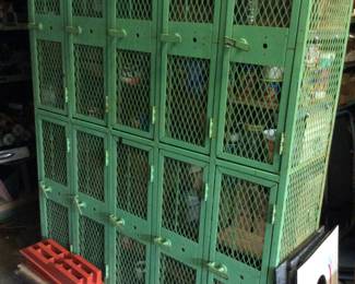 10 VINTAGE STACKED LOCKER RACK