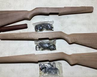 (3) M1 GARAND INCOMPLETE RAW STOCKS W/HARDWARE (3) M1 GARAND INCOMPLETE RAW STOCKS W/ BUTT PLATE, SLING HARDWARE