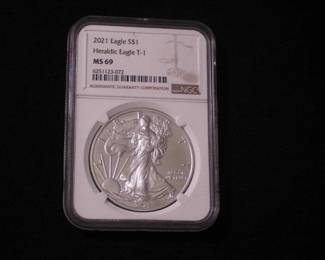 Silver Eagle Dollar 2021 MS 69 T-1