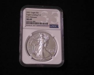 Silver Eagle Dollar 2021 - W MS 69 First releases T2