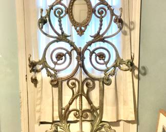 Vintage Cast Iron Hall Stand w/ Hooks for Hats, Coats and Umbrellas