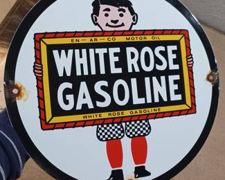White Rose Gasoline, Enarco porcelain gas pump sign