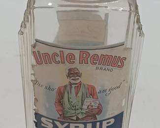 Uncle Remus Syrup old jar with deco style waterfall edges. black americana