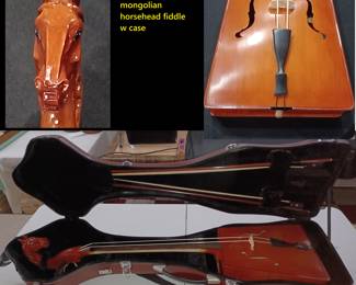 beautiful Morin Khuur Mongolian horsehead fiddle violin with 2 bows and high quality case