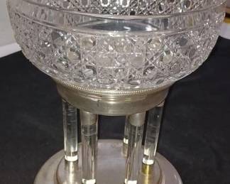 antique 1930s large pedestal astral compote with glass columns