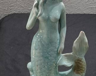 Large mermaid pottery figure nautical risque nude