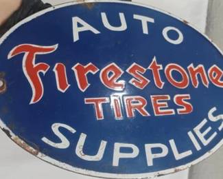 Firestone Tires & auto supplies oval porcelain sign