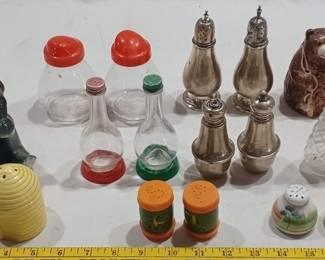 salt and pepper shakers lot, 4 are marked sterling silver.