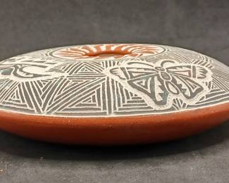Native american navajo pottery seed pot, signed by maker.